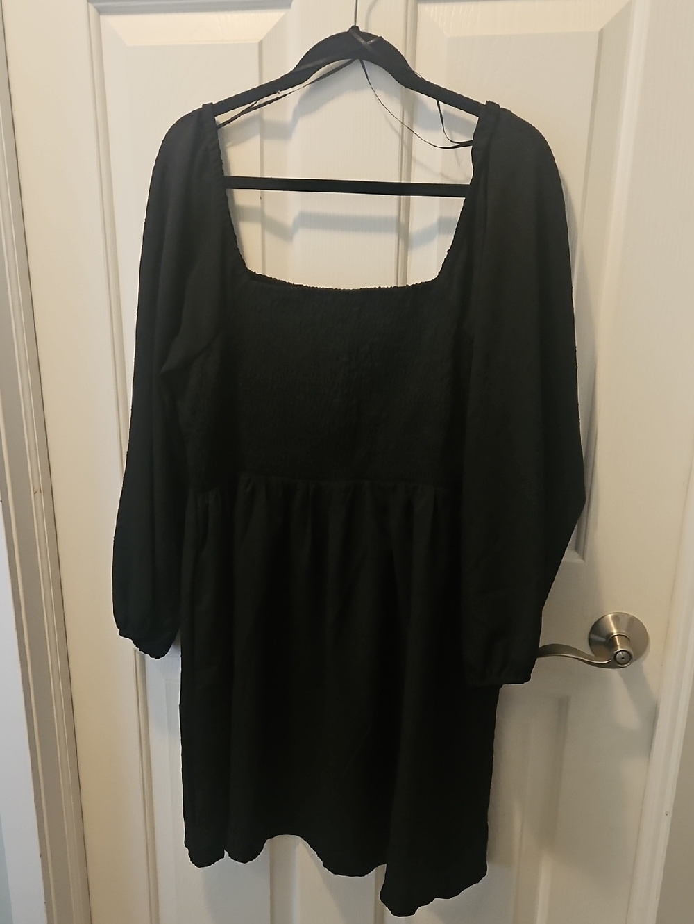 Old Navy Black Square Neck Smocked Mini Dress